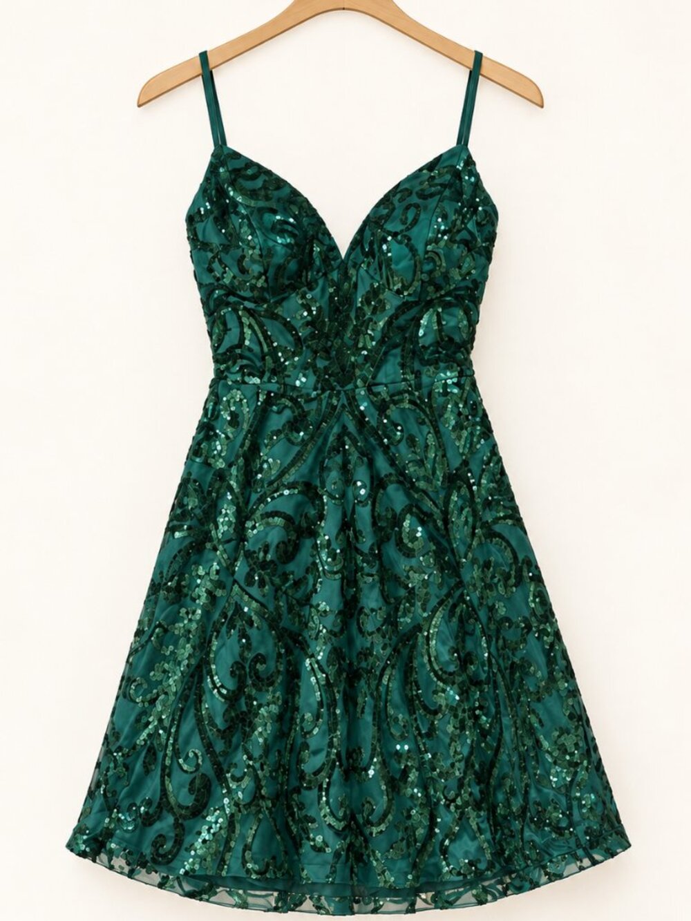 Windsor Julianne Hunter Green Sequin Lace-Up Homecoming Dress Size Small